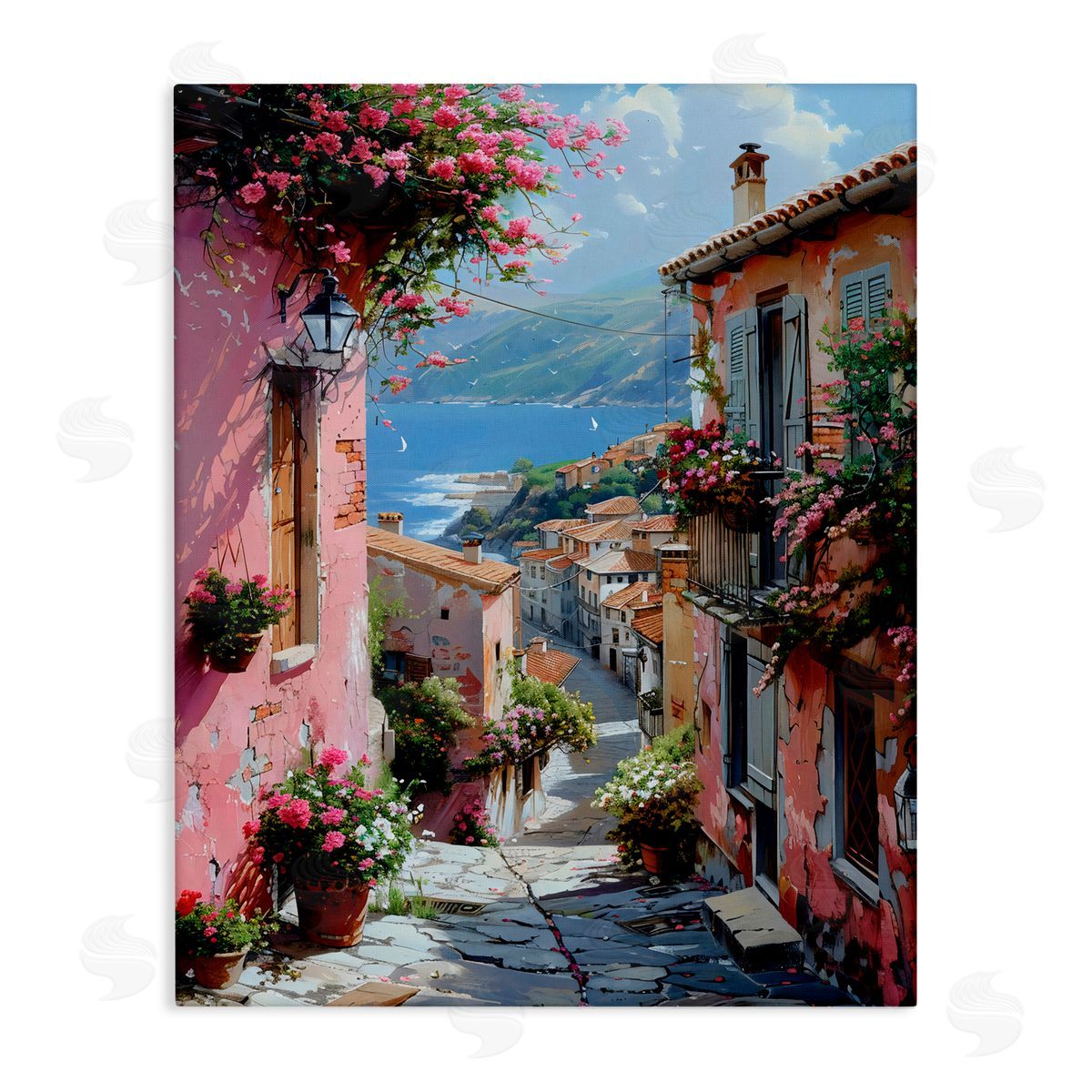 Creative Studio Quaint Pink Village View Canvas Wall Art Print