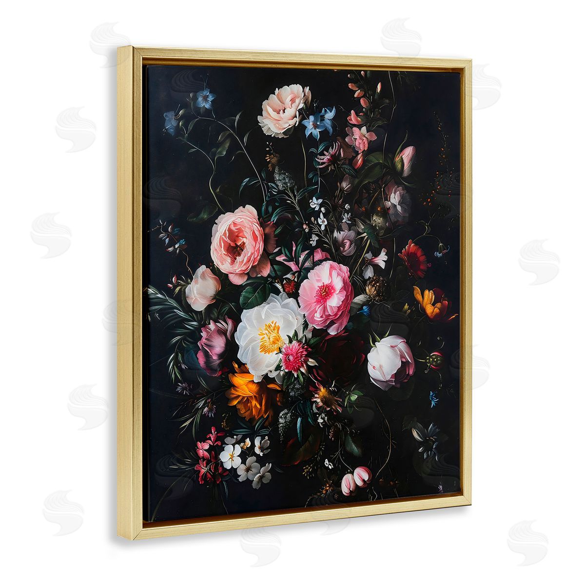 Creative Studio Alternative Romance Bouquet Gold Floating Frame Canvas Art Print