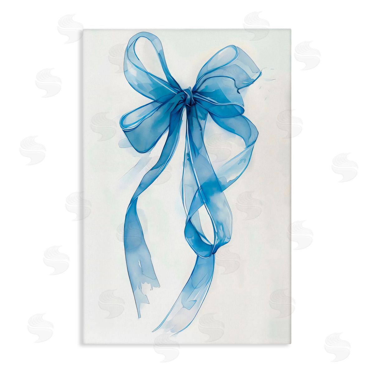 LSR Design Studio Wispy Blue Bow Watercolor Canvas Wall Art Print
