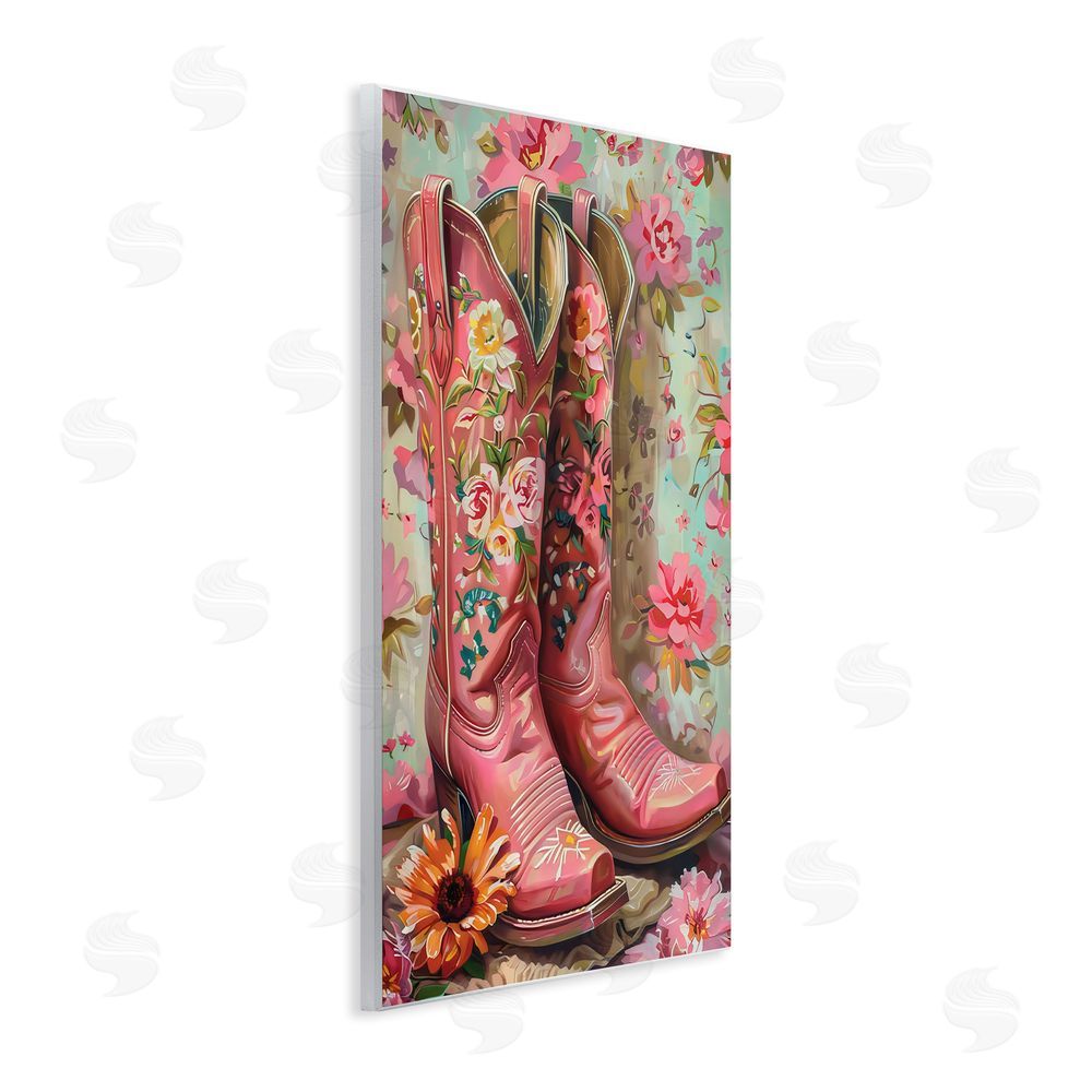 LSR Design Studio Rose Boots Pink Cowgirl Wall Plaque Art Print