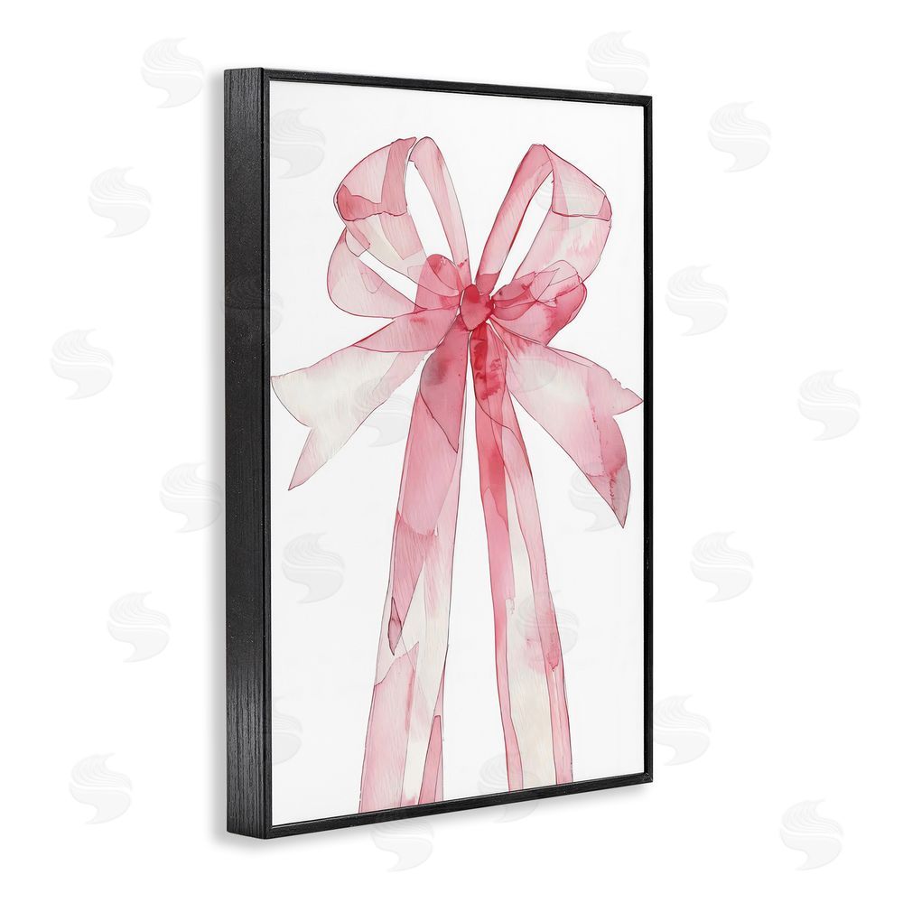 LSR Design Studio Watercolor Pink Bow Illustration Black Framed Giclee Wall Art Print
