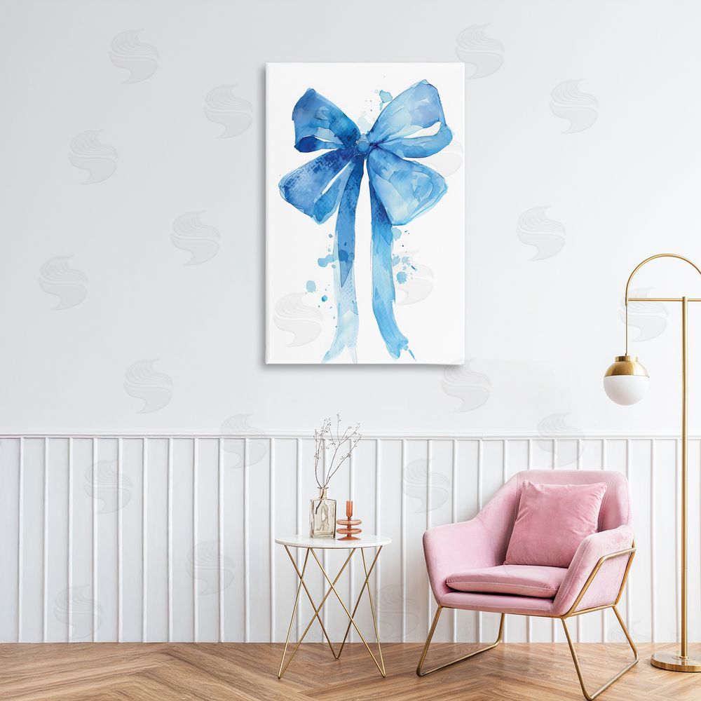 LSR Design Studio Blue Bell Bow Illustration Canvas Art on Wall