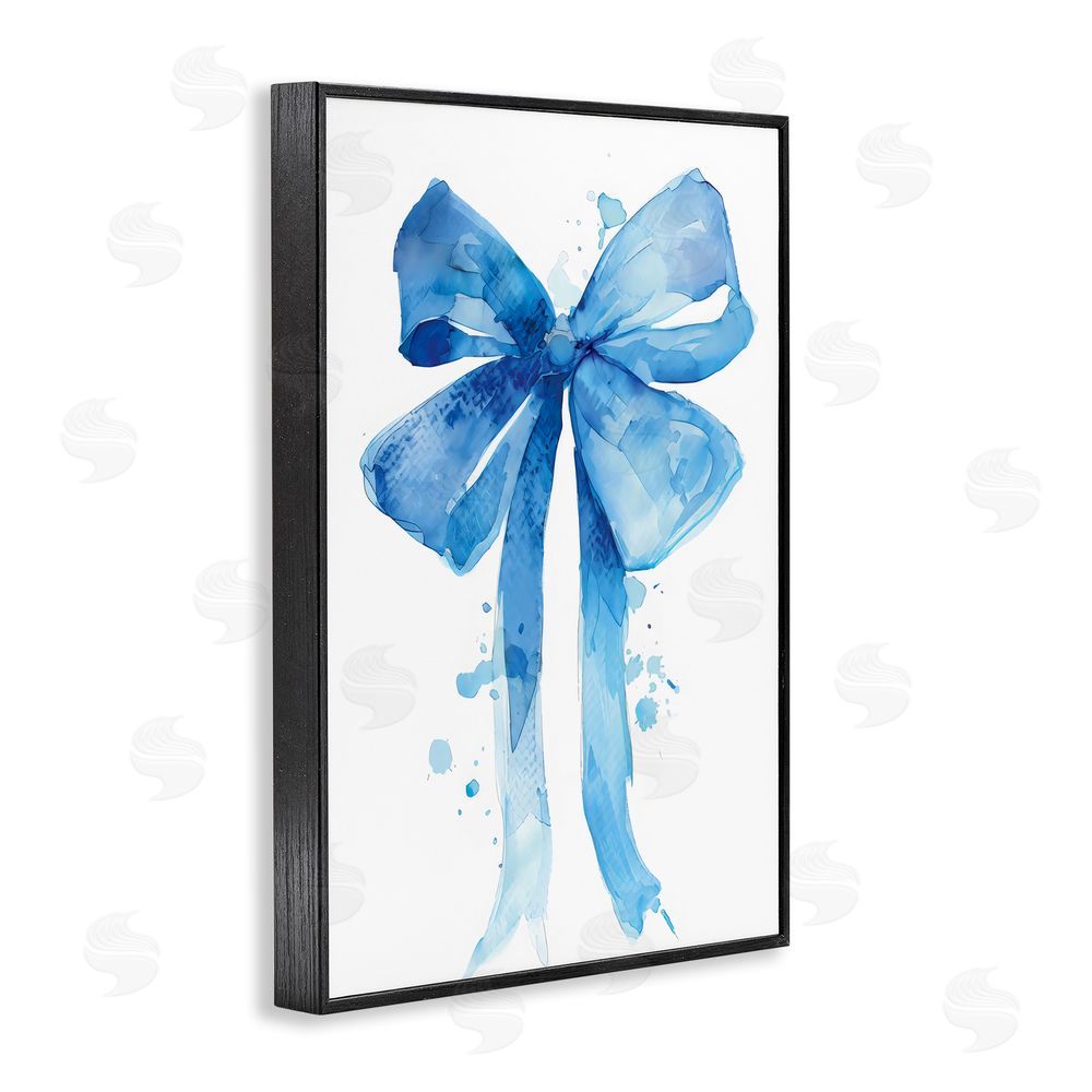 LSR Design Studio Blue Bell Bow Illustration Black Framed Giclee Wall Art Print