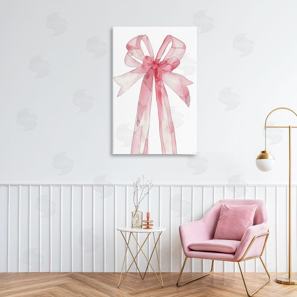 LSR Design Studio Coquette Pink Bow Illustration Canvas Art on Wall