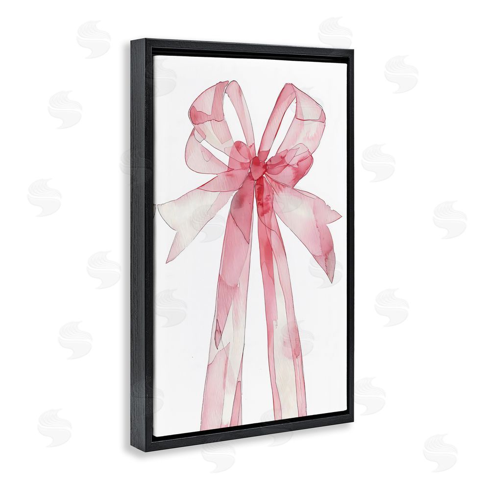 LSR Design Studio Coquette Pink Bow Illustration Black Floating Frame Canvas Wall Art Print