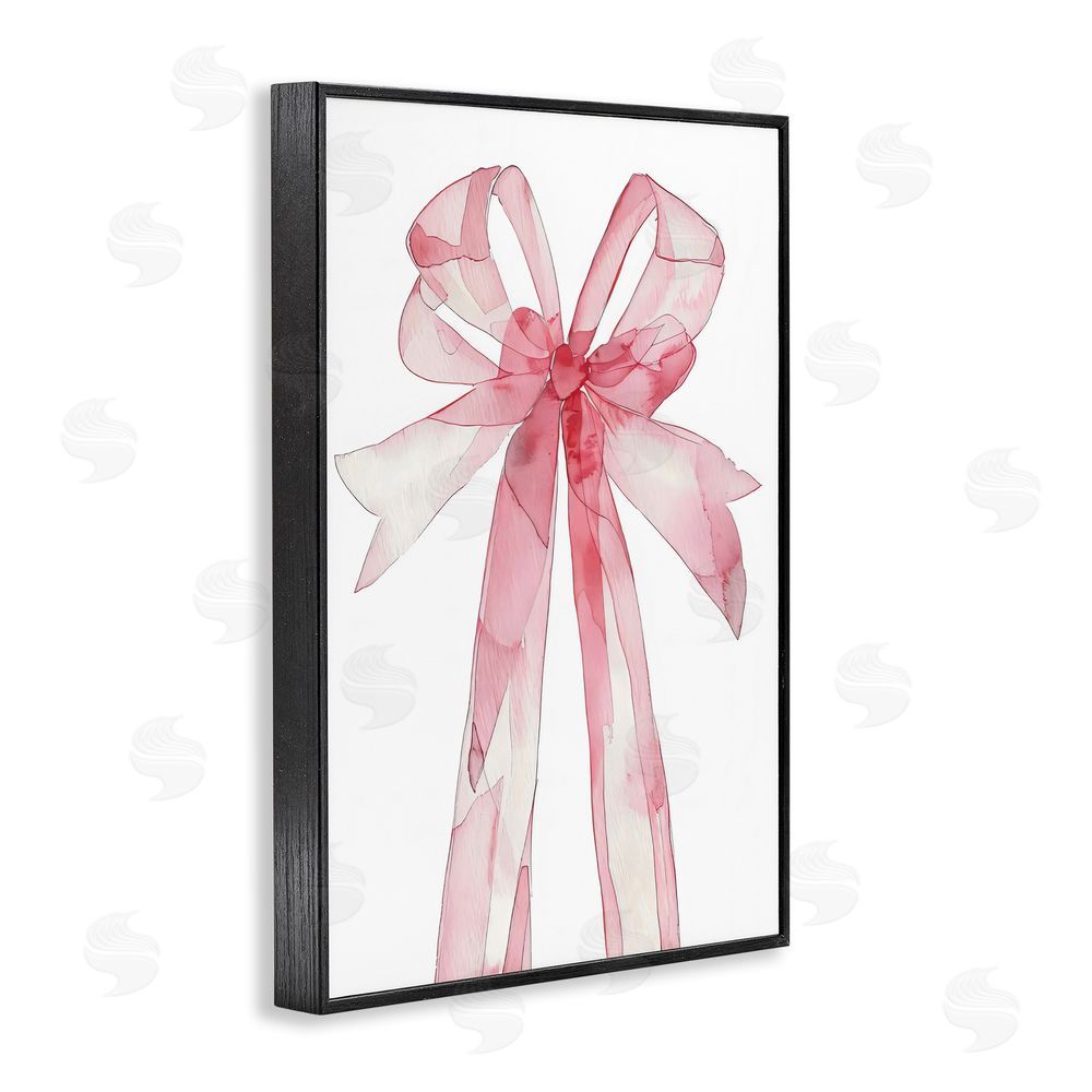 LSR Design Studio Coquette Pink Bow Illustration Black Framed Giclee Wall Art Print