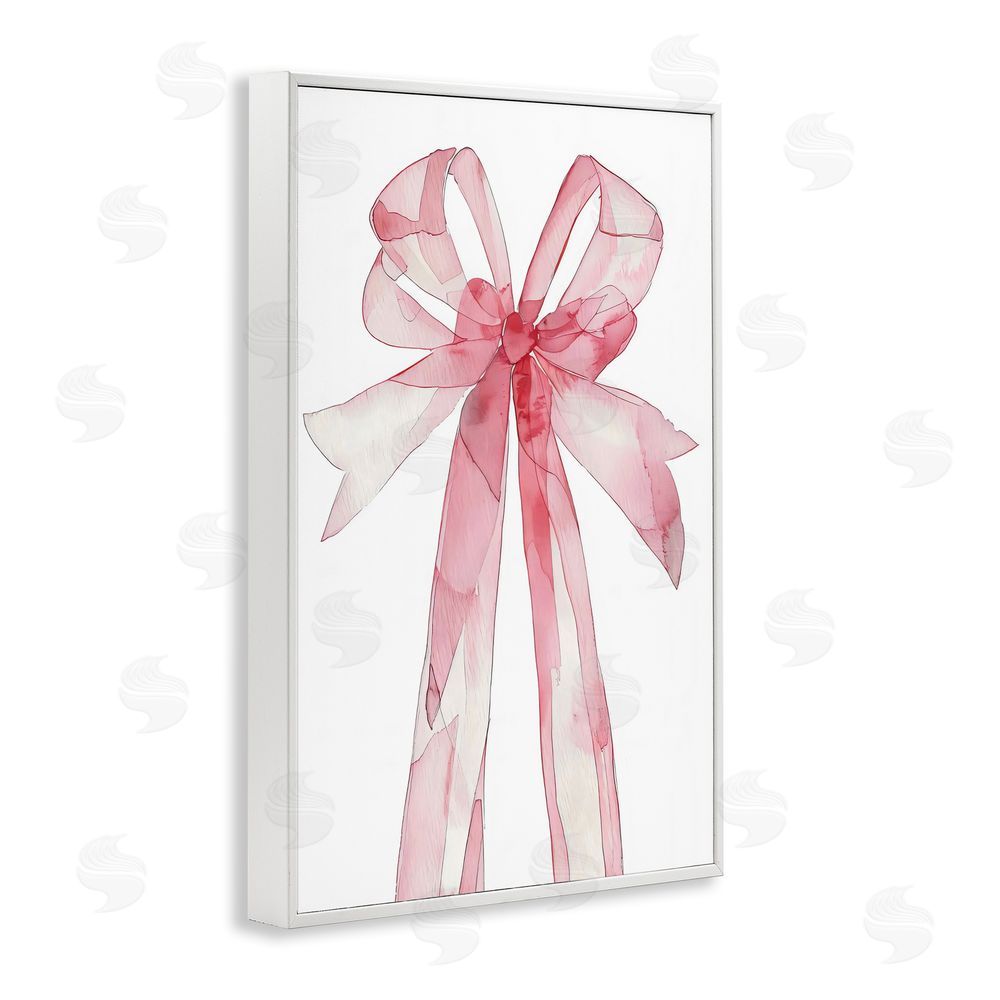LSR Design Studio Coquette Pink Bow Illustration White Framed Giclee Wall Art Print