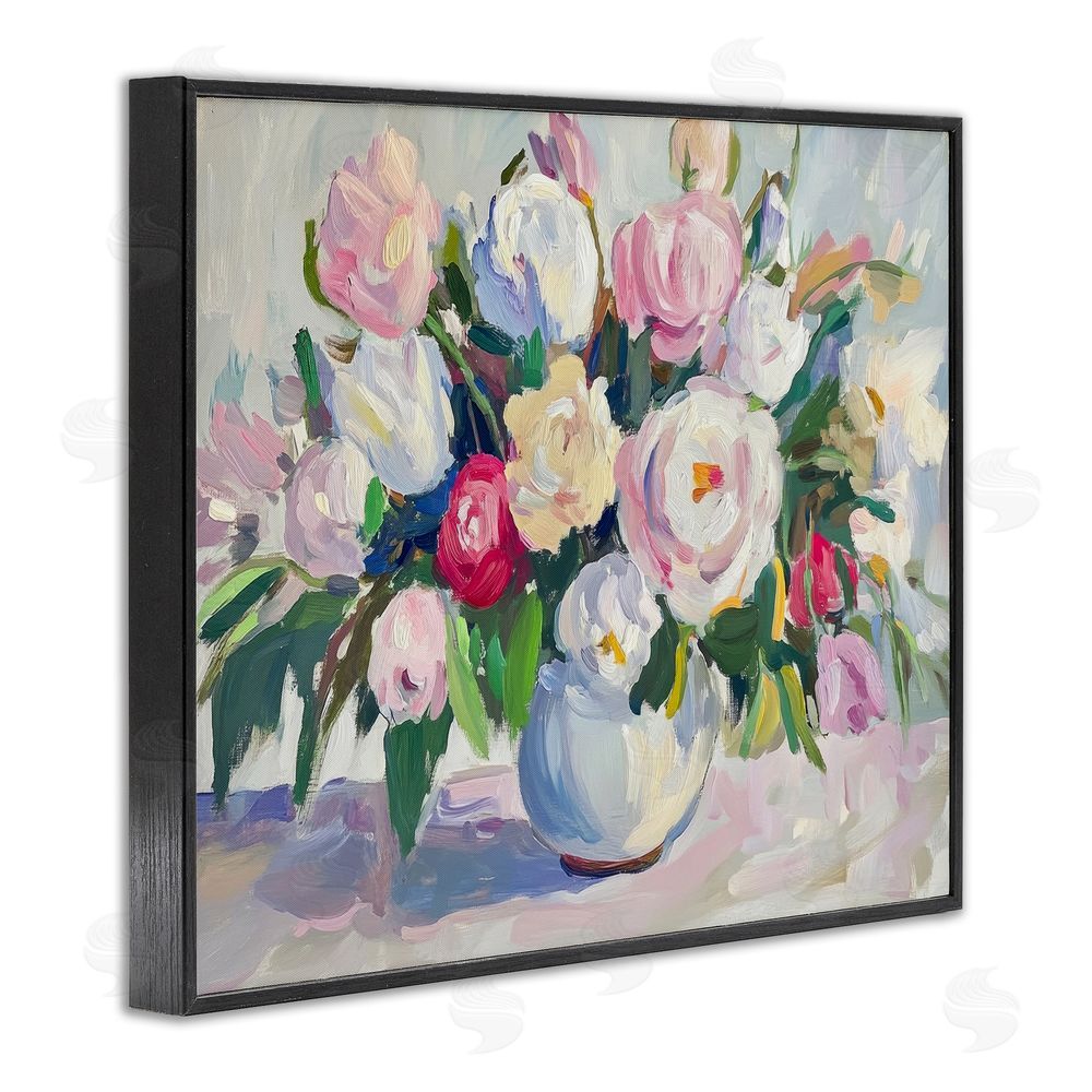 Petal Prints Design Abstract Colorful Bouquet Pastel Black Framed Giclee Wall Art Print