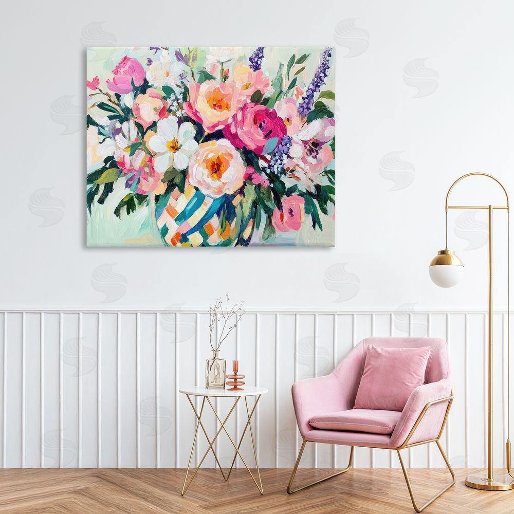 Petal Prints Design Colorful Bouquet in Spring Vase Canvas Art on Wall