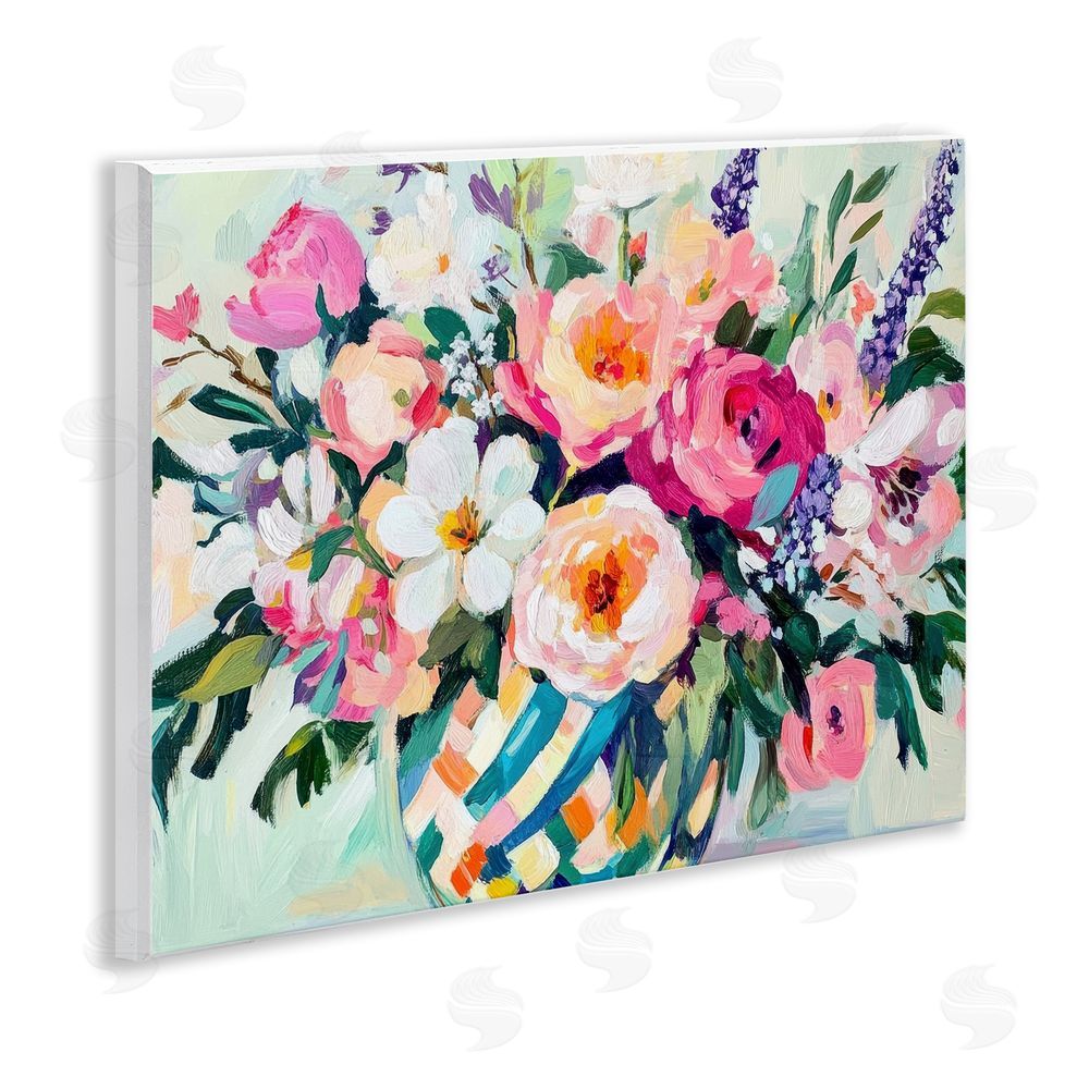 Petal Prints Design Colorful Bouquet in Spring Vase Wall Plaque Art Print