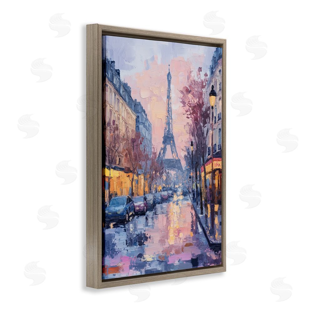 Petal Prints Design Paris Street Abstract City Brown Floating Frame Canvas Wall Art Print