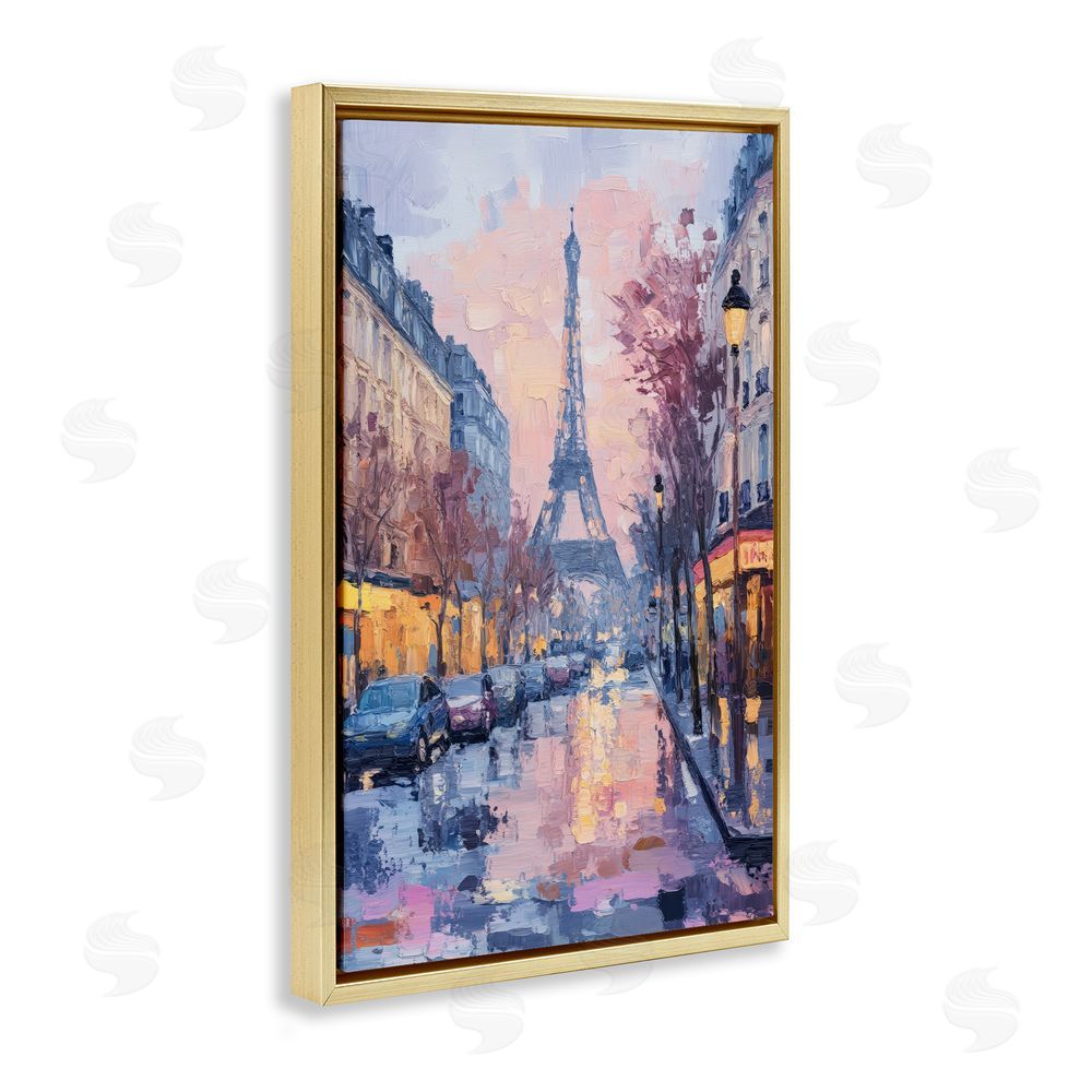 Petal Prints Design Paris Street Abstract City Gold Floating Frame Canvas Wall Art Print