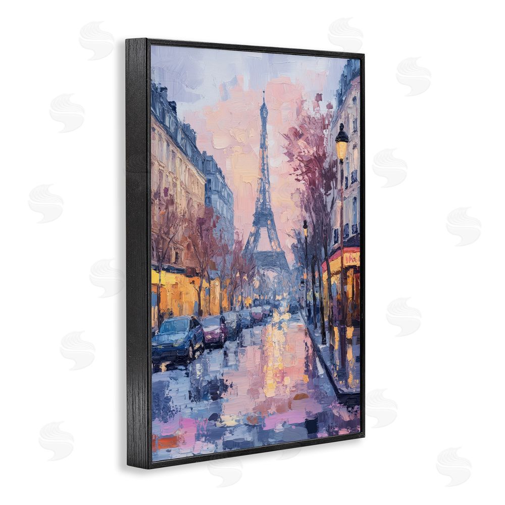 Petal Prints Design Paris Street Abstract City Black Framed Giclee Wall Art Print