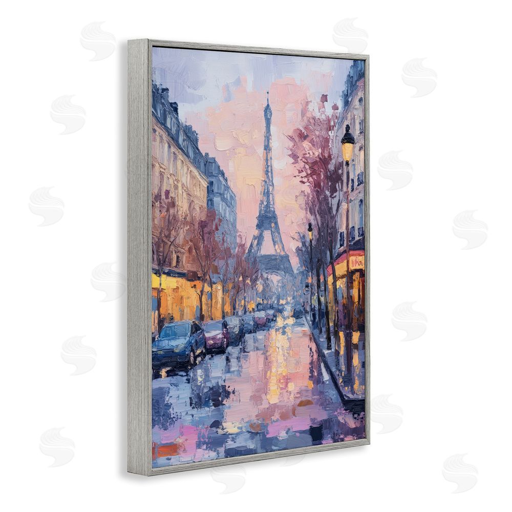 Petal Prints Design Paris Street Abstract City Gray Framed Giclee Wall Art Print