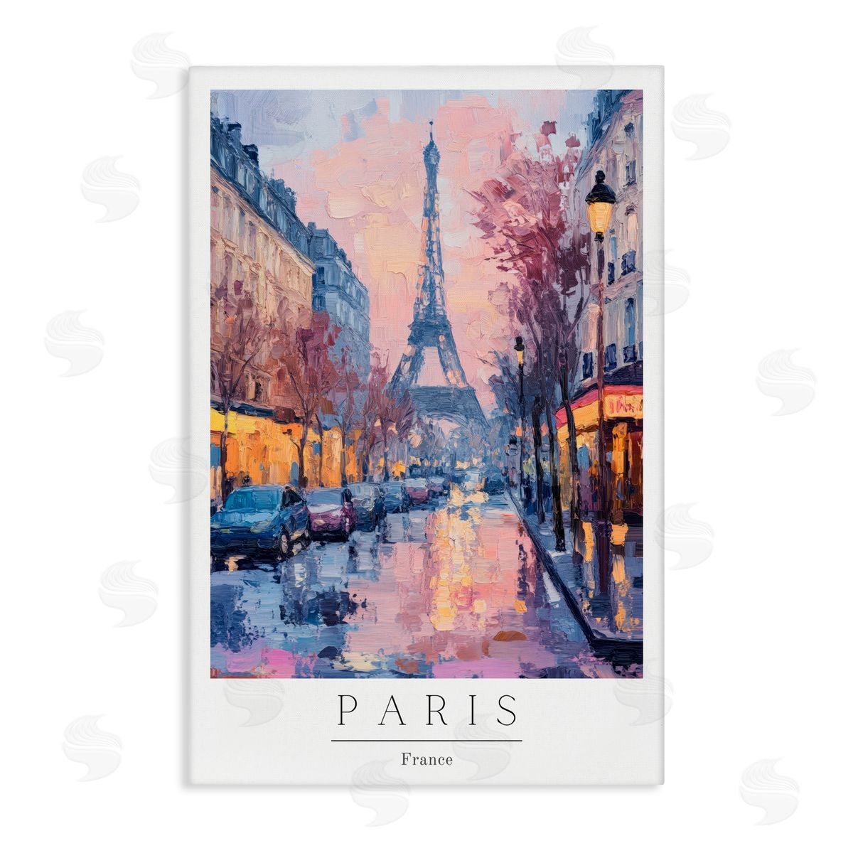 Petal Prints Design Vintage Paris Street Abstract Canvas Wall Art Print