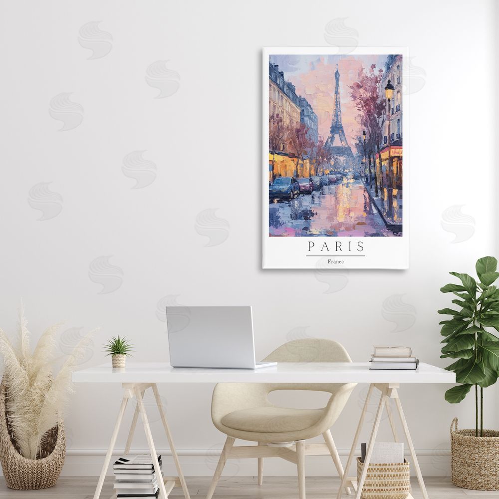 Petal Prints Design Vintage Paris Street Abstract Canvas Art on Wall