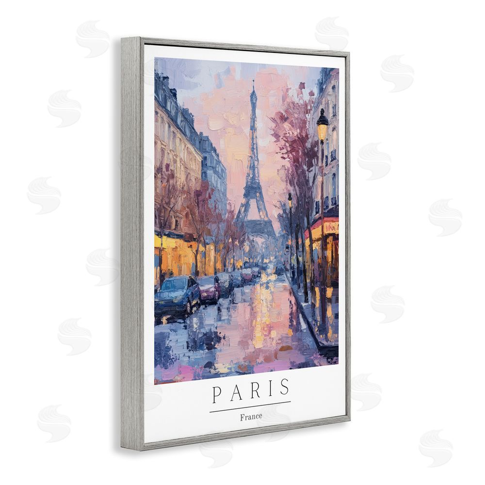 Petal Prints Design Vintage Paris Street Abstract Gray Framed Giclee Wall Art Print