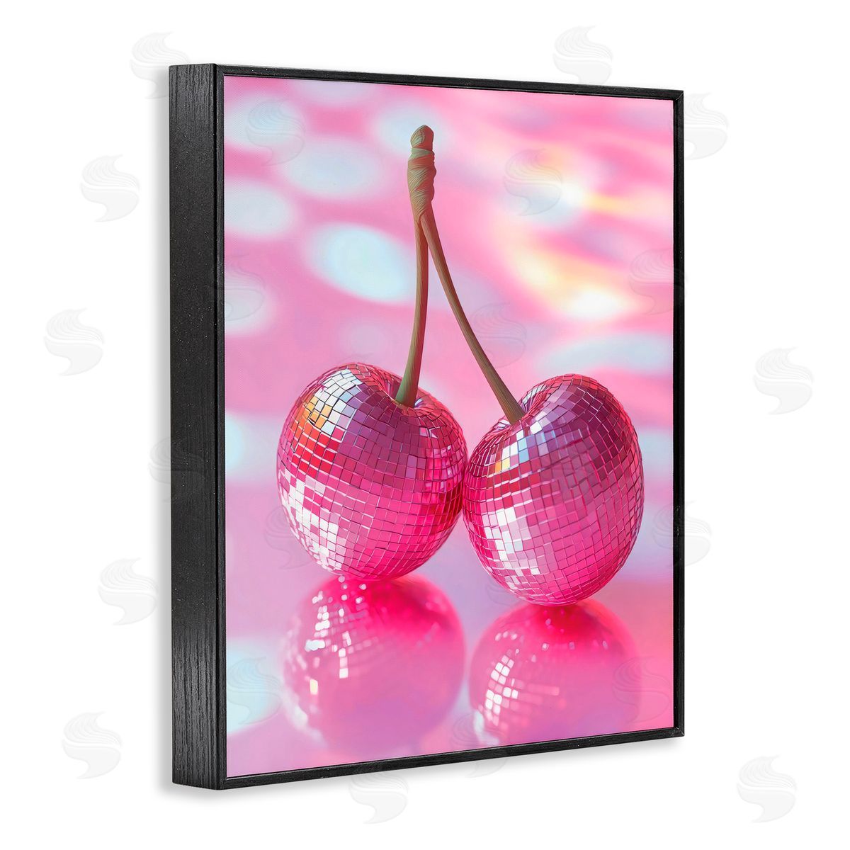 Creative Studio Pastel Disco Ball Cherries Black Framed Giclee Art Print