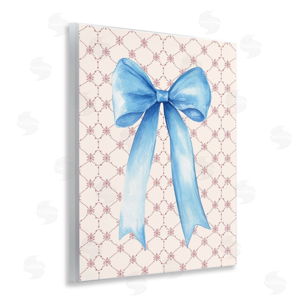 Petal Prints Design Blue Bow on Rose Quilt Pattern Wall Plaque Art Print