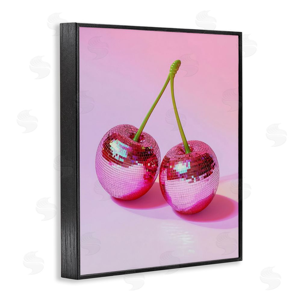 Creative Studio Pink Disco Cherries Black Framed Giclee Wall Art Print