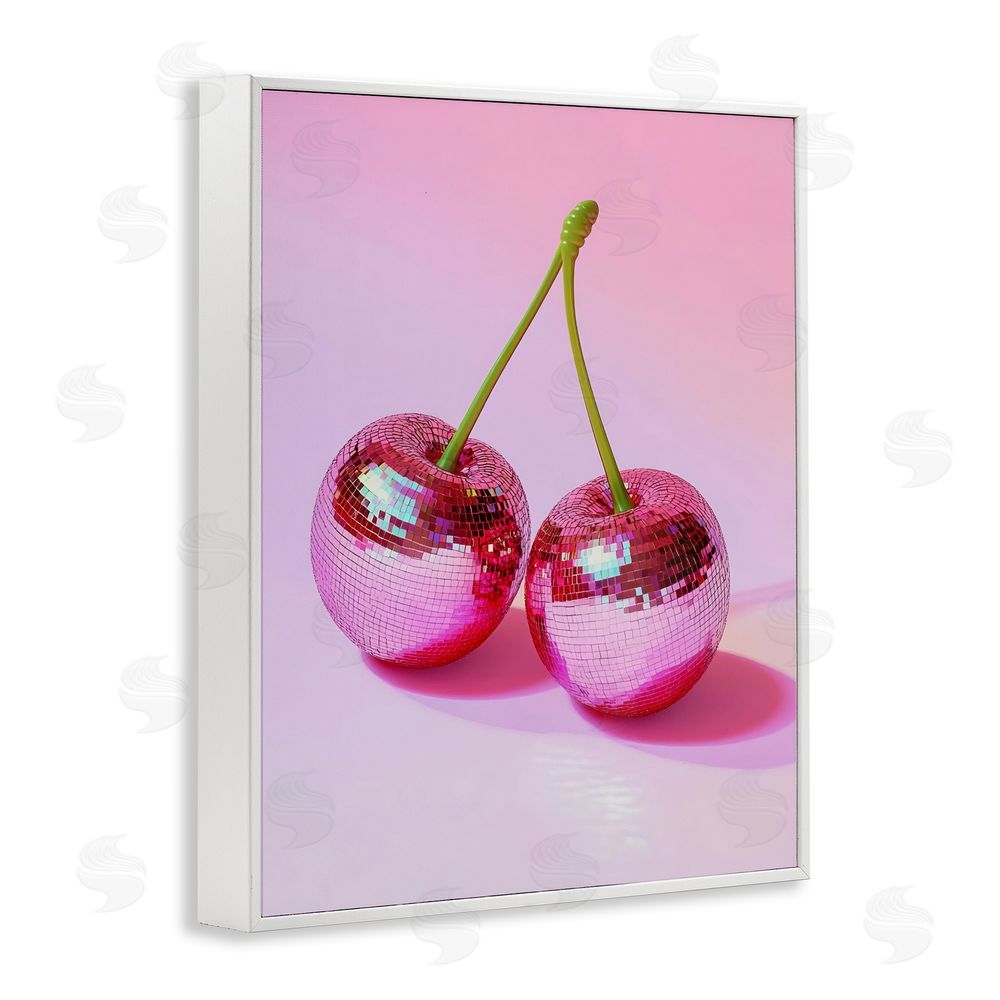 Creative Studio Pink Disco Cherries White Framed Giclee Wall Art Print
