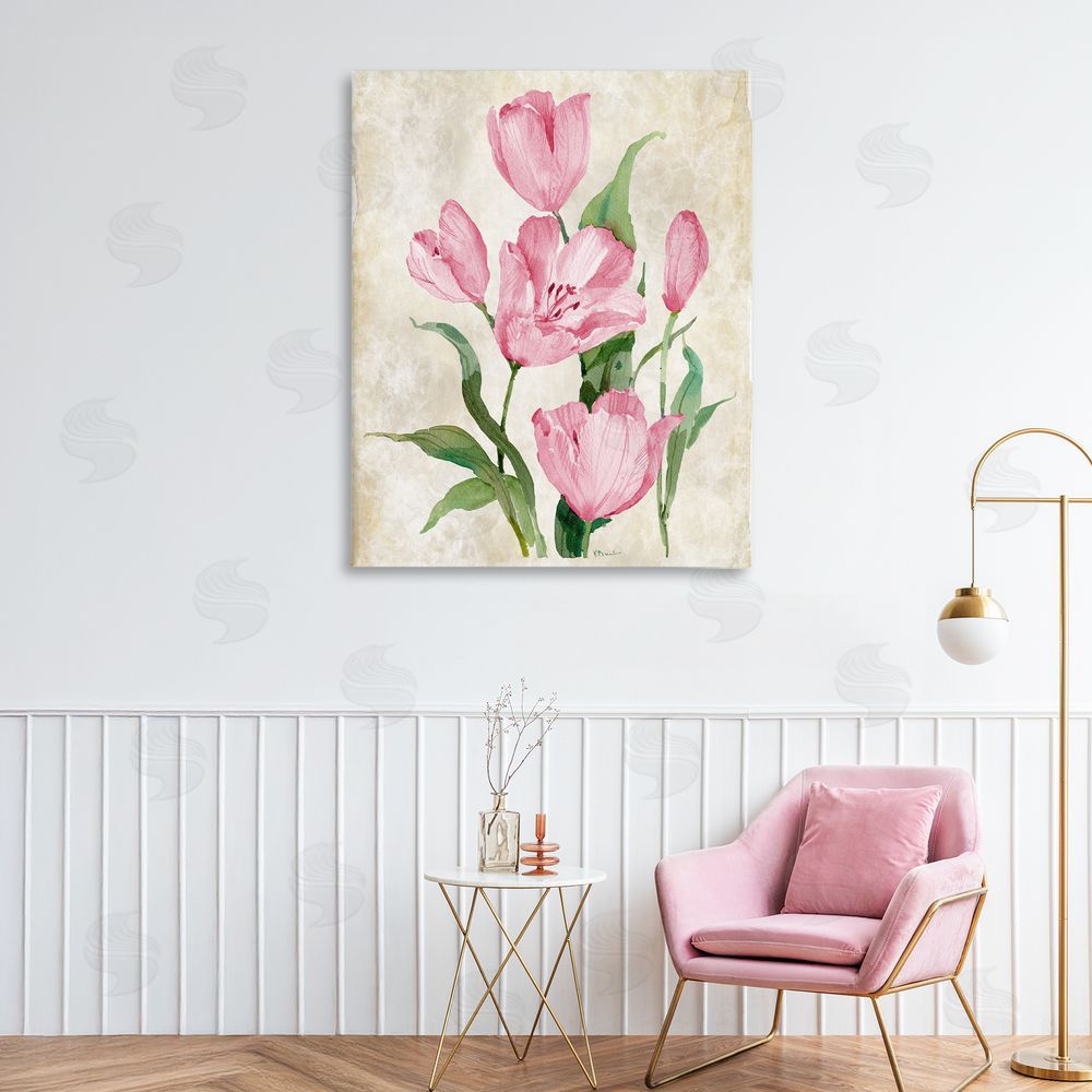 Paul Brent Floral Journal Pink Tulips Printed Wall Art in Room