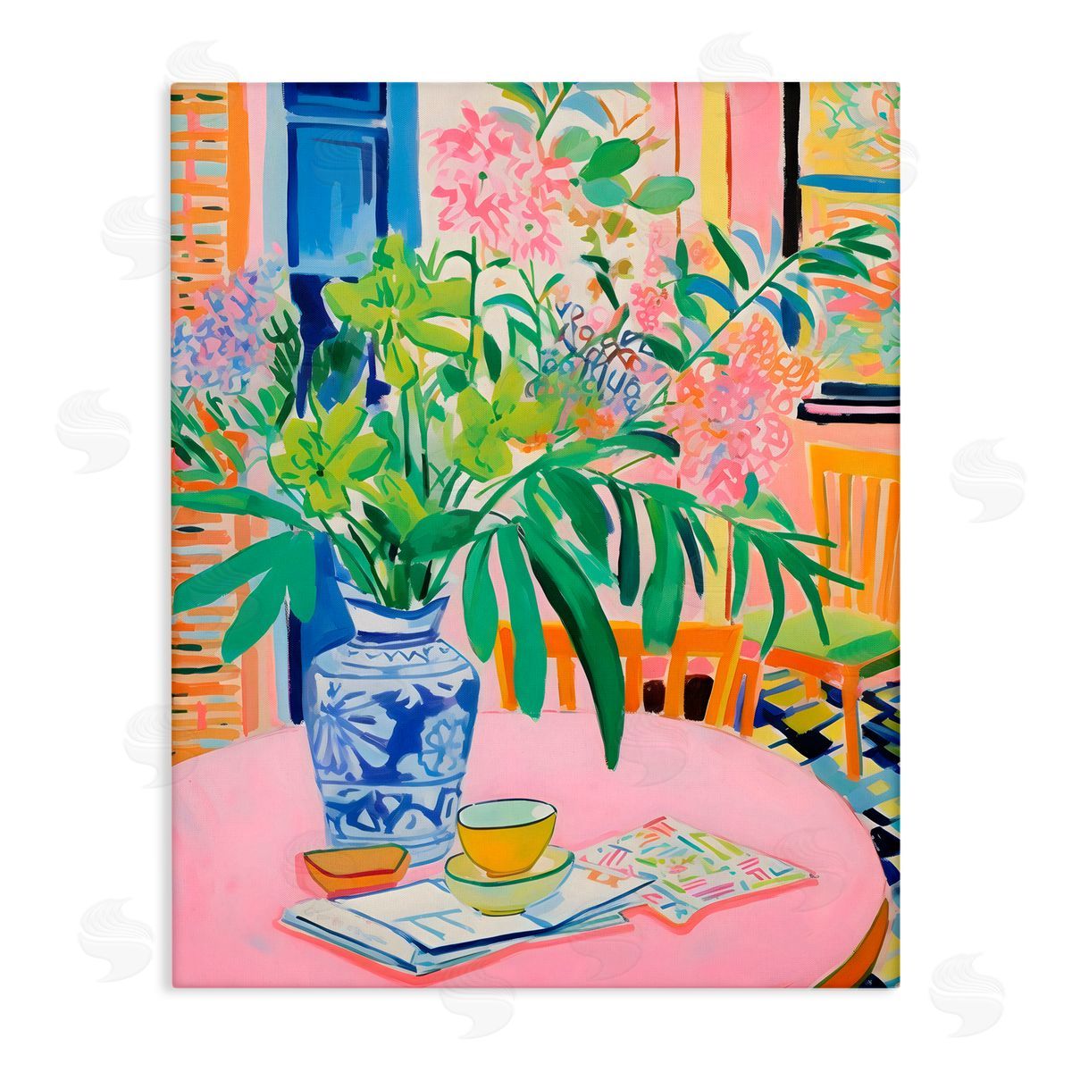 Creative Studio Flowers At The Table Canvas Wall Art Print