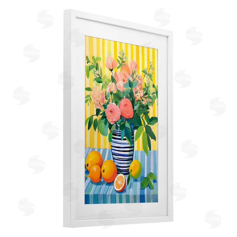 Creative Studio Citrus Floral Display White Framed Print Under Glass Art