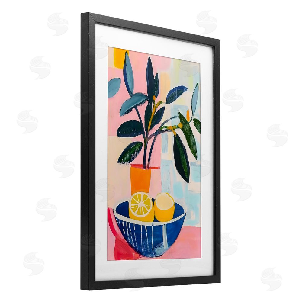 Creative Studio Lemon Bowl Table Setting Black Framed Print Under Glass Art