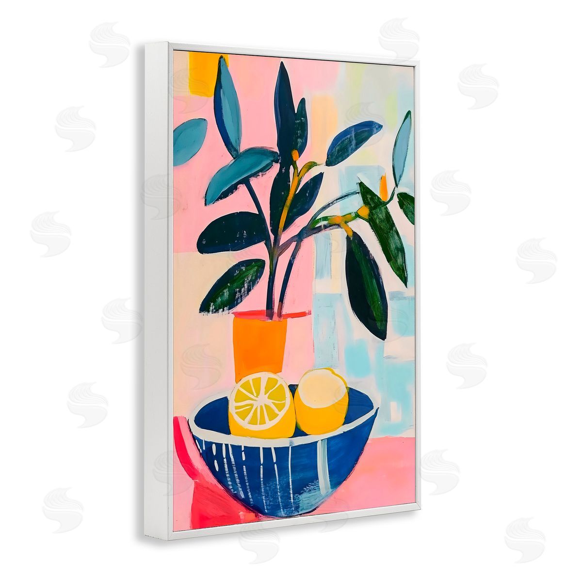 Creative Studio Lemon Bowl Table Setting White Frame Giclee Art Print
