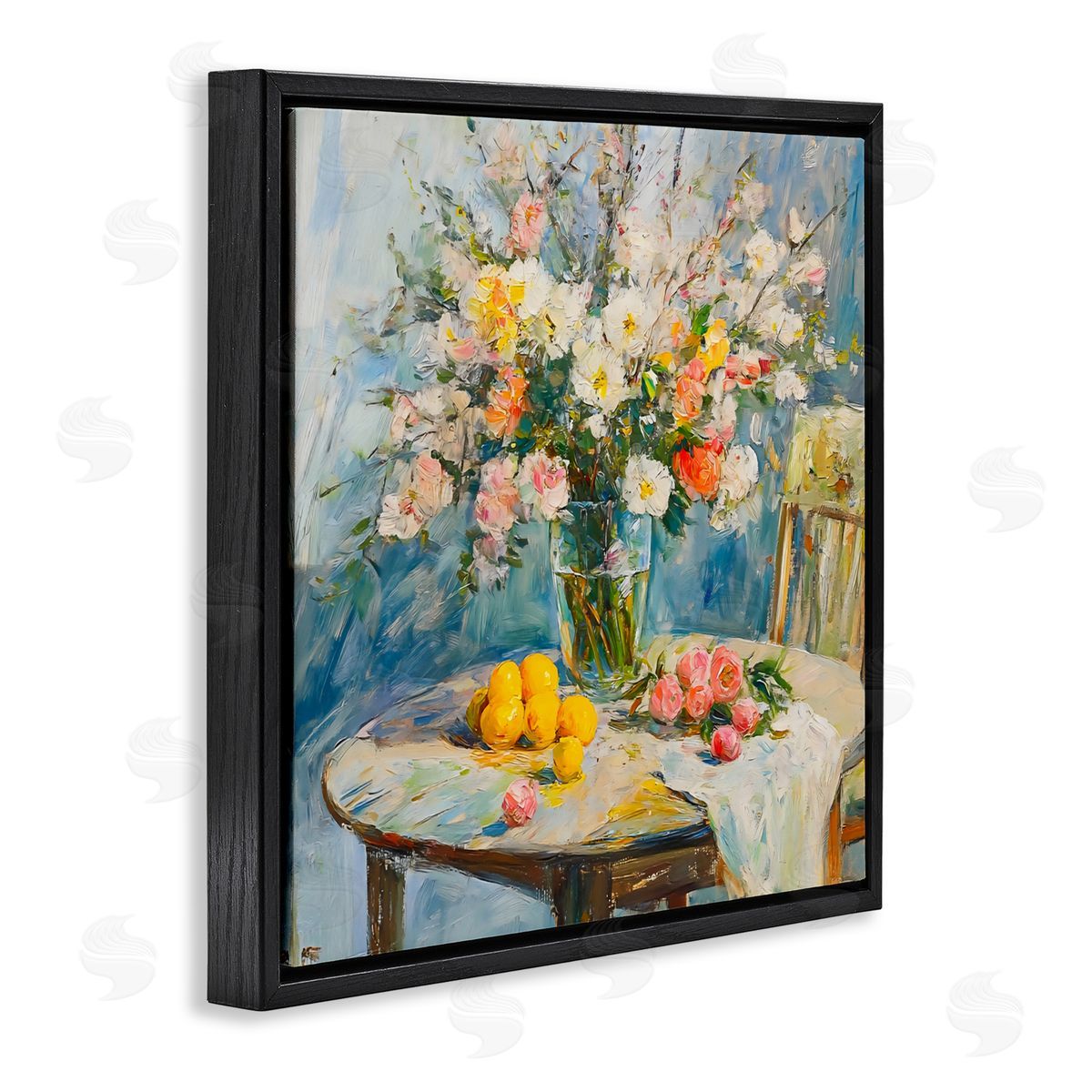 Creative Studio Citrus Breakfast Table Setting Black Floating Frame Canvas Wall Art Print