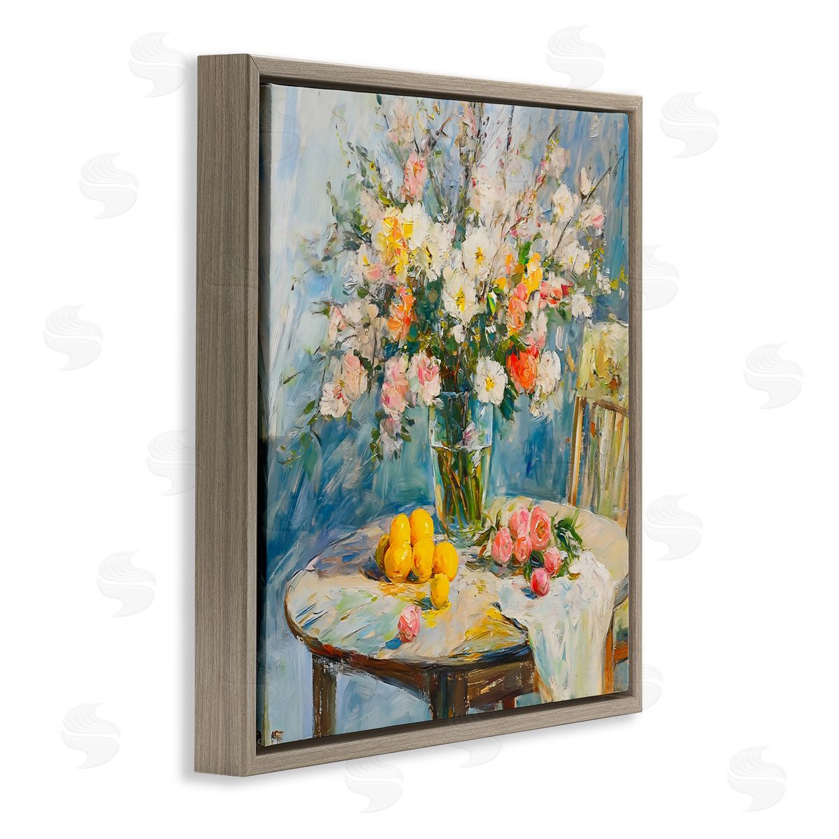 Creative Studio Citrus Breakfast Table Setting Brown Floating Frame Canvas Art Print