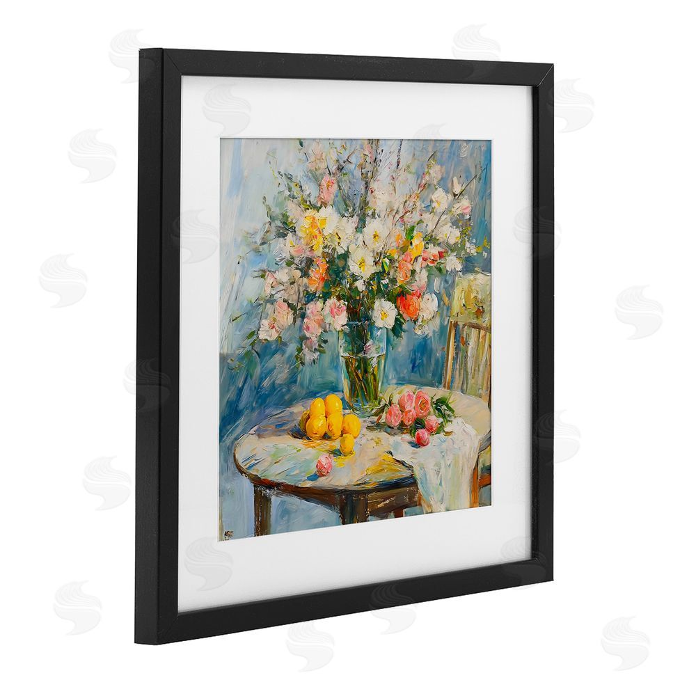 Creative Studio Citrus Breakfast Table Setting Black Framed Print Under Glass Art