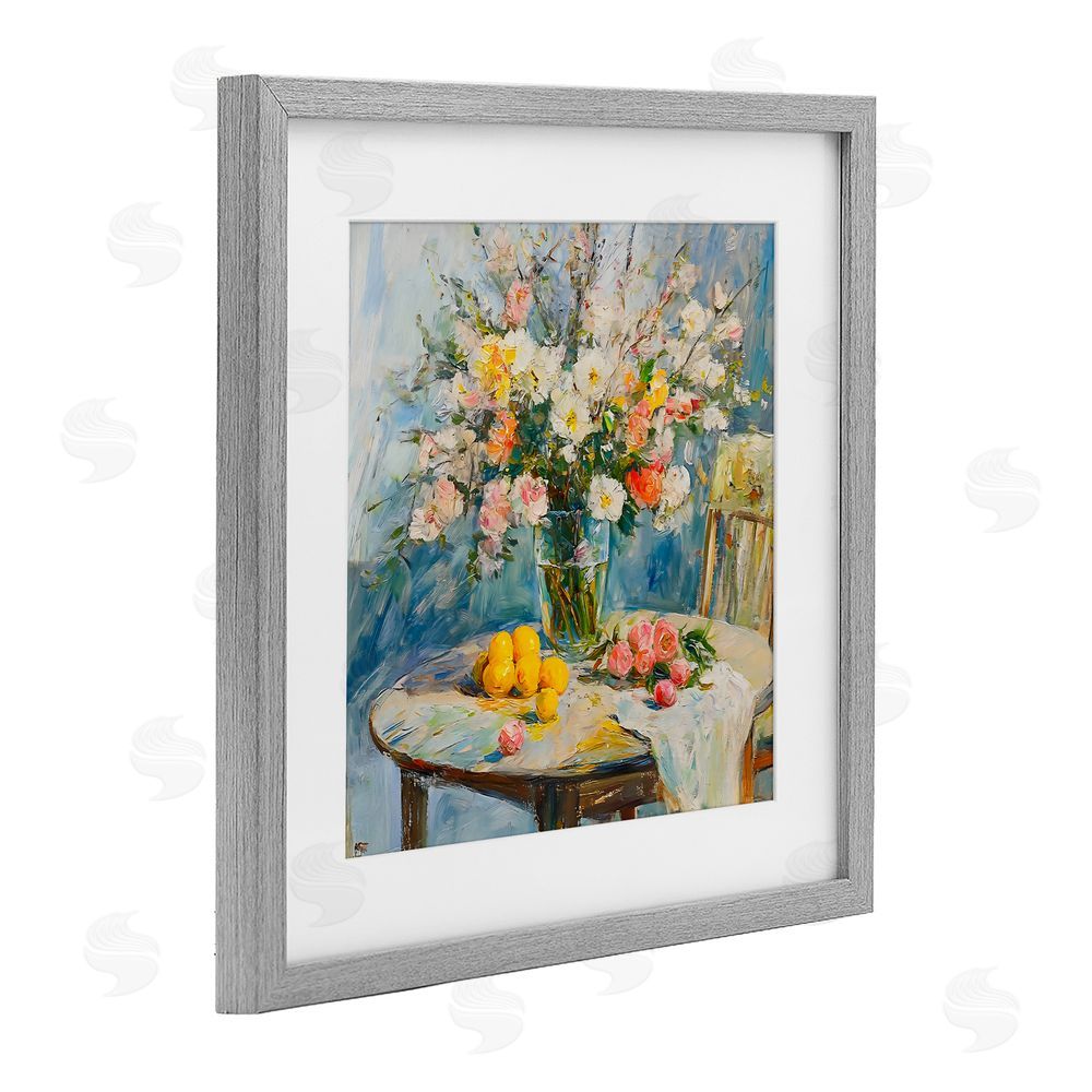 Creative Studio Citrus Breakfast Table Setting Gray Framed Print Under Glass Art
