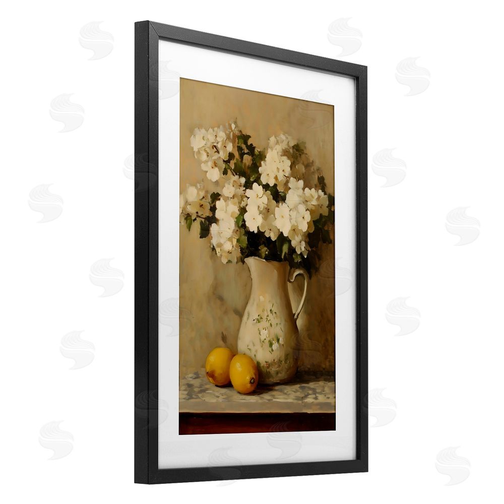 Creative Studio Vintage Pitcher Of Hydrangeas Black Framed Print Under Glass Art