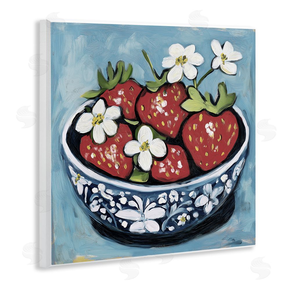 Gina Kelly Strawberries in Blue Bowl Wall Plaque Art Print