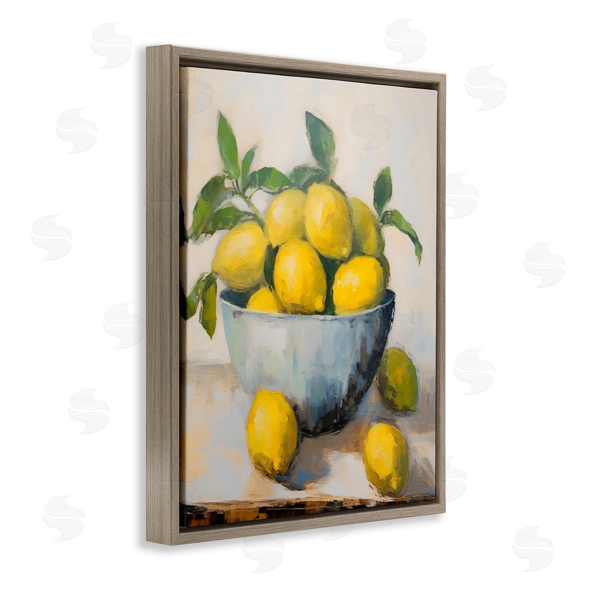 Creative Studio Lemon Still Life Bowl Brown Floating Frame Canvas Art Print