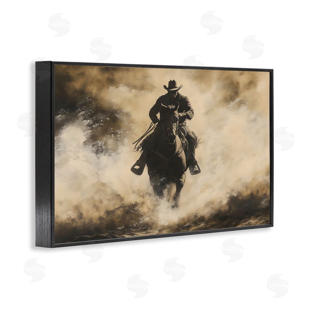 Franklyn Gregory Dusty Rodeo Cowboy Black Framed Giclee Wall Art Print