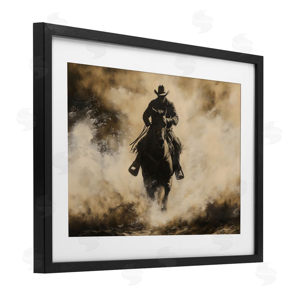 Franklyn Gregory Dusty Rodeo Cowboy Black Framed Print Under Glass with White Mat Wall Art