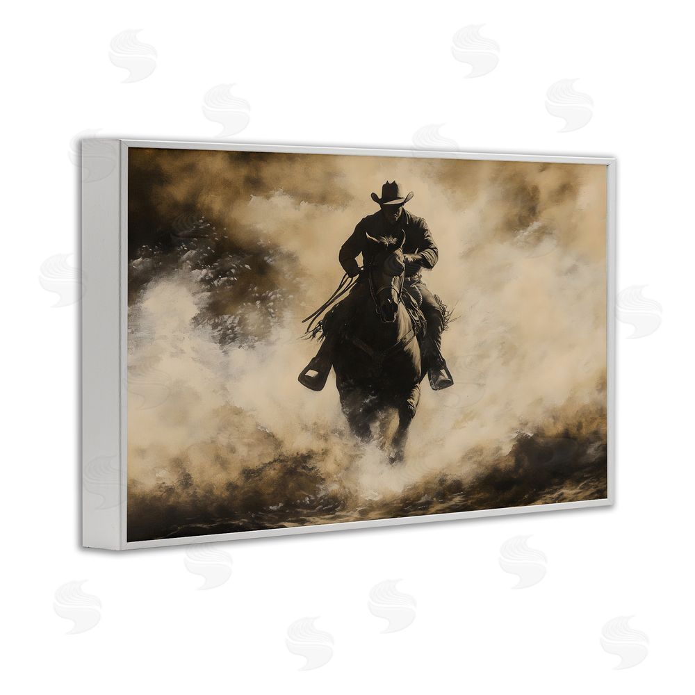 Franklyn Gregory Dusty Rodeo Cowboy White Framed Giclee Wall Art Print