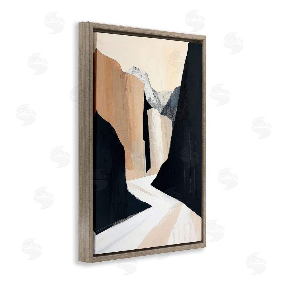 Gina Kelly Modern Blocked Desert Landscape Brown Floating Frame Canvas Wall Art Print