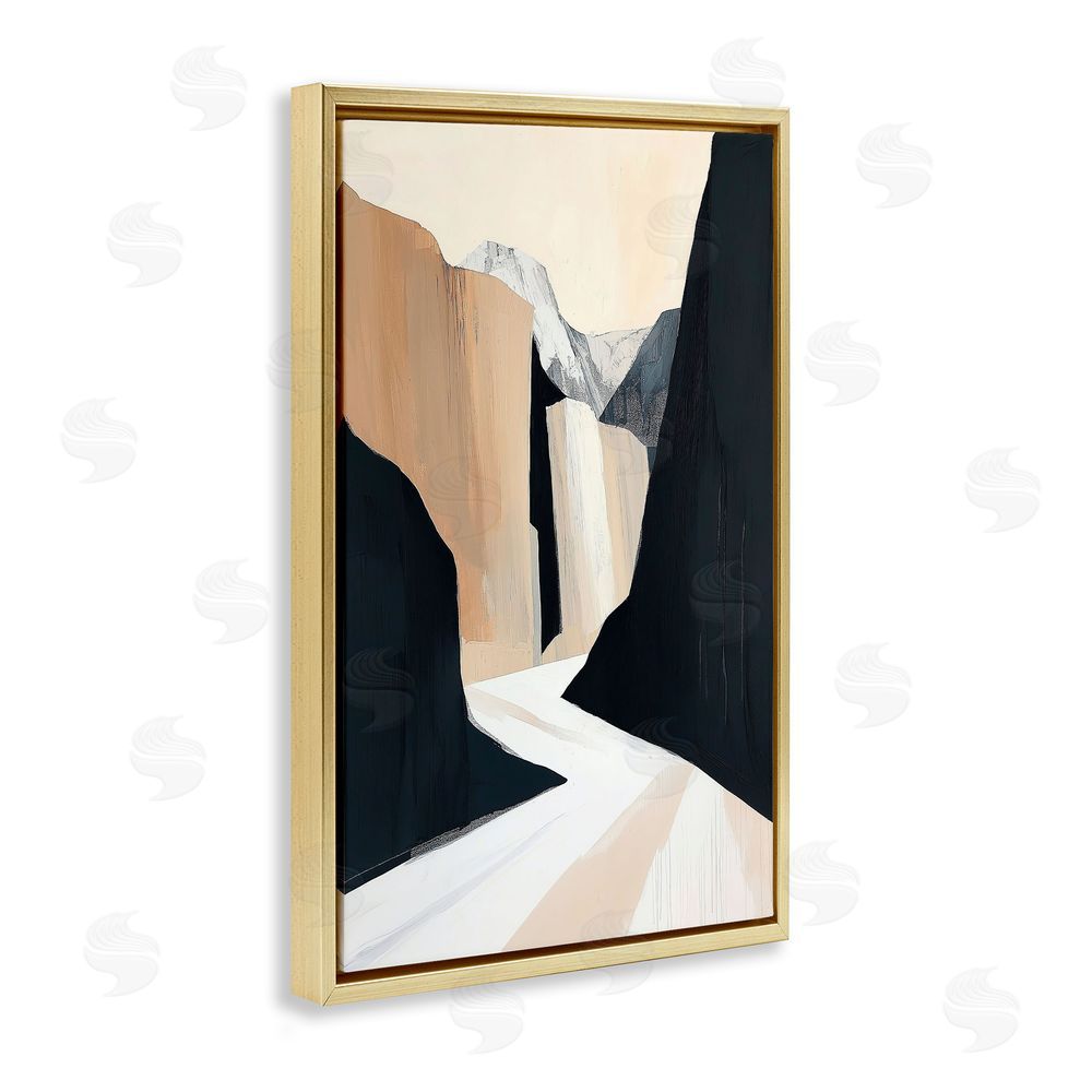 Gina Kelly Modern Blocked Desert Landscape Gold Floating Frame Canvas Wall Art Print