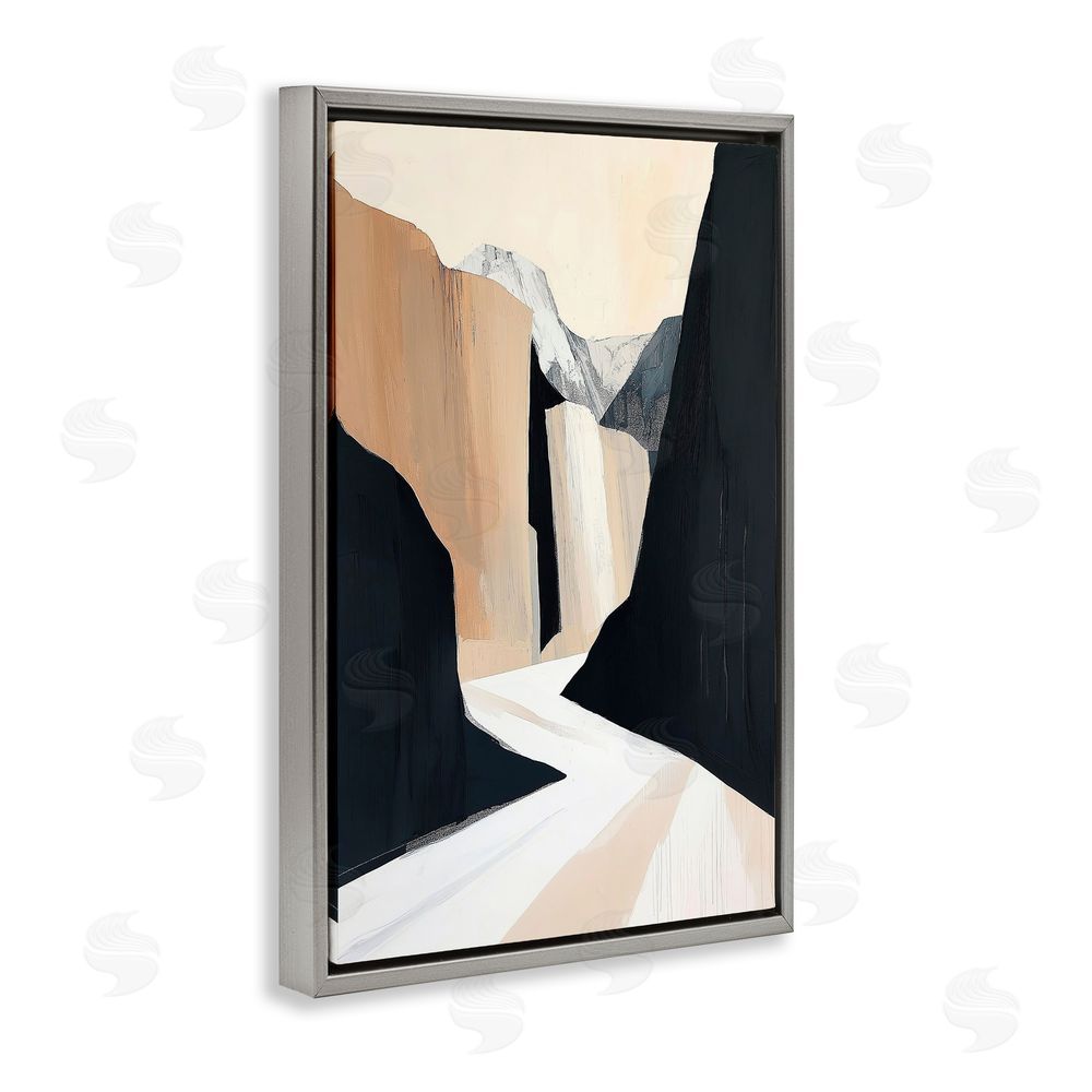 Gina Kelly Modern Blocked Desert Landscape Gray Floating Frame Canvas Wall Art Print
