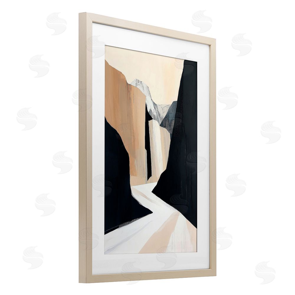 Gina Kelly Modern Blocked Desert Landscape Birch Framed Print Under Glass with White Mat Wall Art