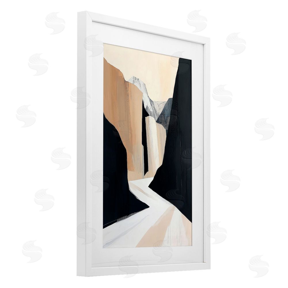 Gina Kelly Modern Blocked Desert Landscape White Framed Print Under Glass with Mat Wall Art