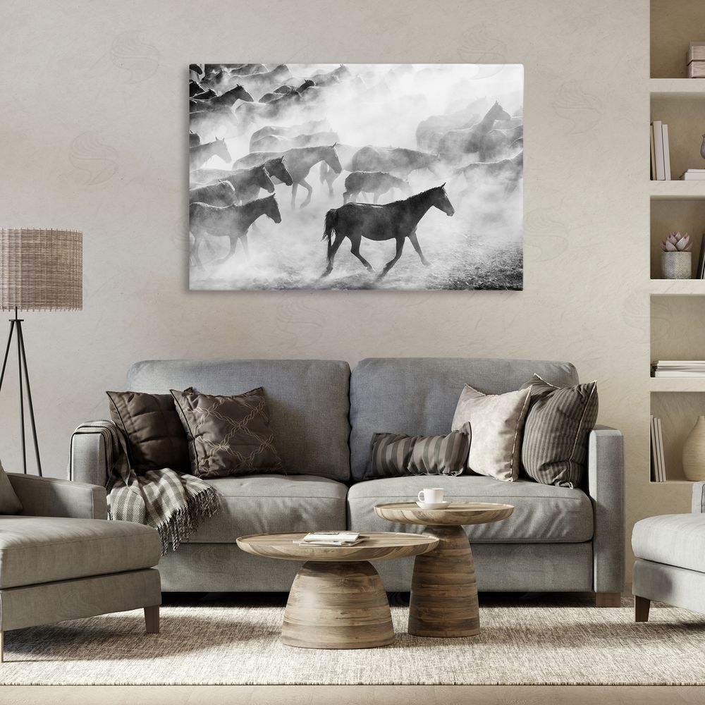 Sisi and Seb Dusty Road Horse Photograph Canvas Art on Wall