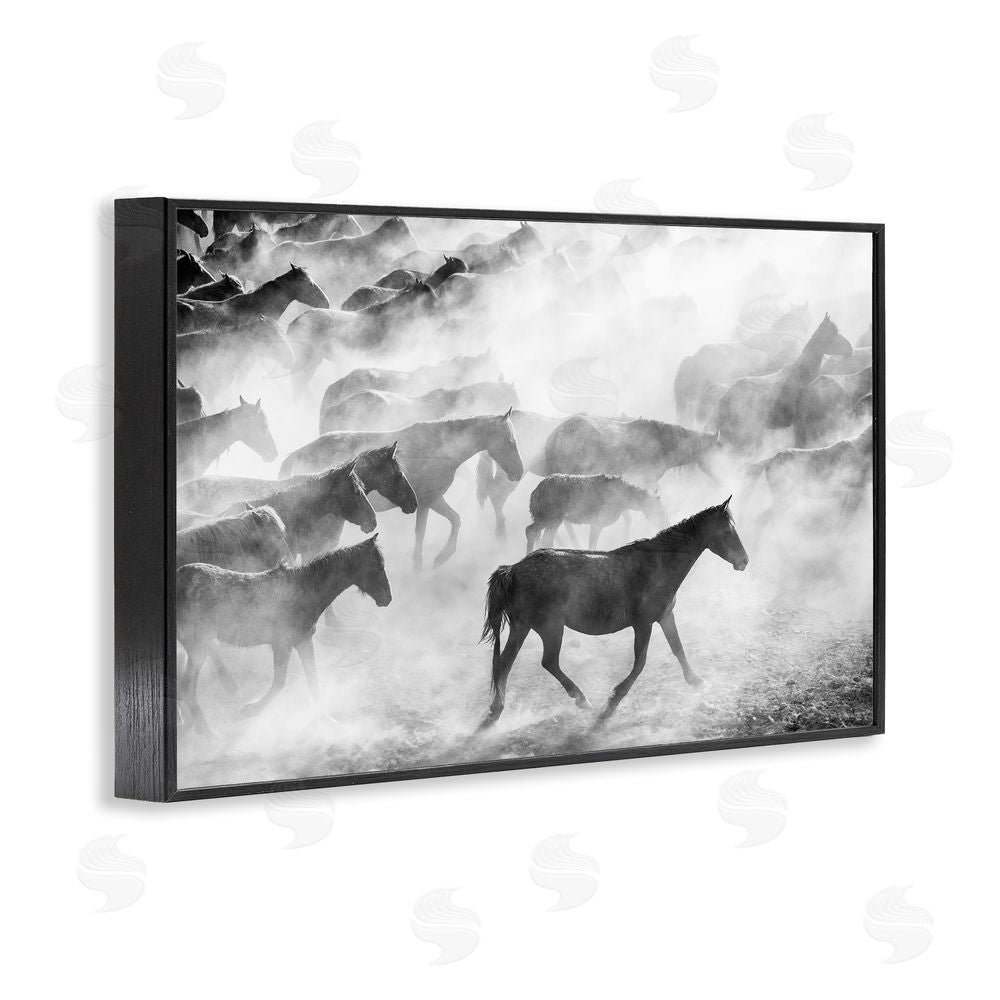 Sisi and Seb Dusty Road Horse Photograph Black Framed Giclee Wall Art Print