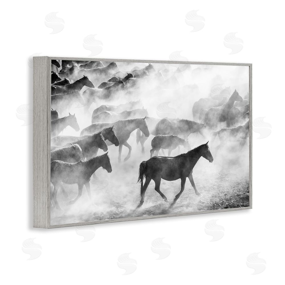 Sisi and Seb Dusty Road Horse Photograph Gray Framed Giclee Wall Art Print