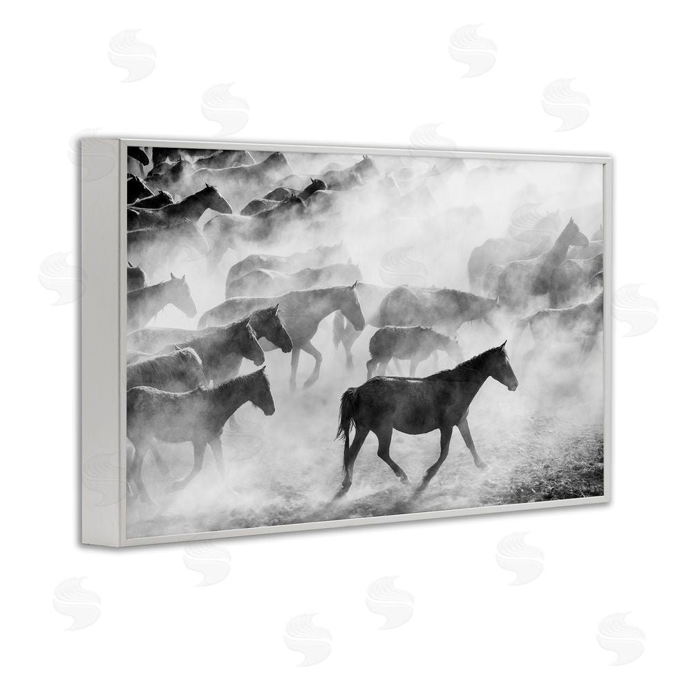 Sisi and Seb Dusty Road Horse Photograph White Framed Giclee Wall Art Print