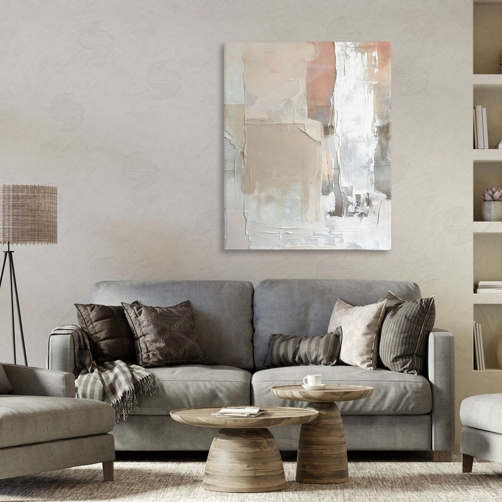 Riley B Subtle Blush Abstract Canvas Art on Wall